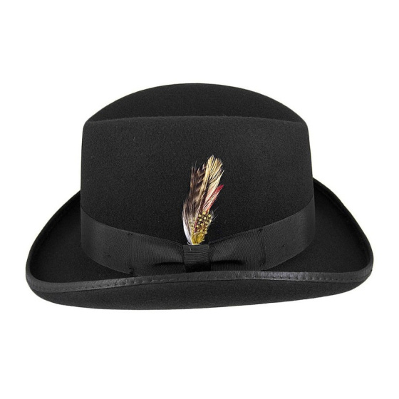 Black Wool Felt Homburg Hat - Traclet