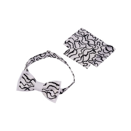 Two-Tone Black & White Bow Tie - MTM