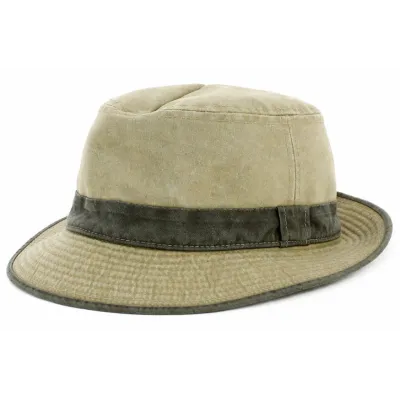 Chapeau Trilby Belgrade Coton Beige & Kaki - Crambes