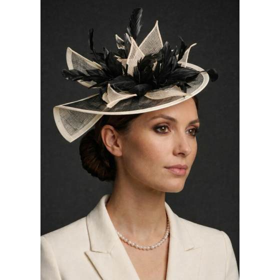 Aliska Black & Beige Ceremony Hat - Traclet