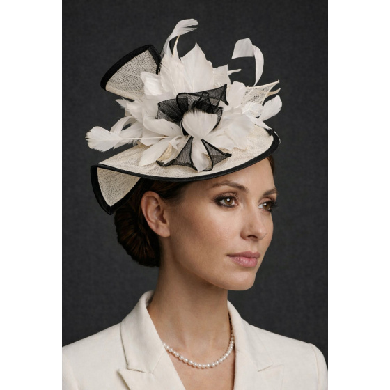 Nina Ivory & Black Ceremony Hat - Traclet