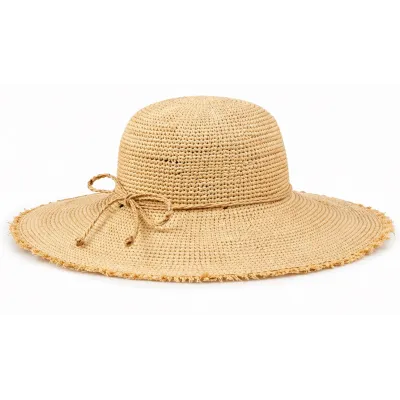 Angelica Raphia Crochet Natural Fringe Sun Hat - Traclet