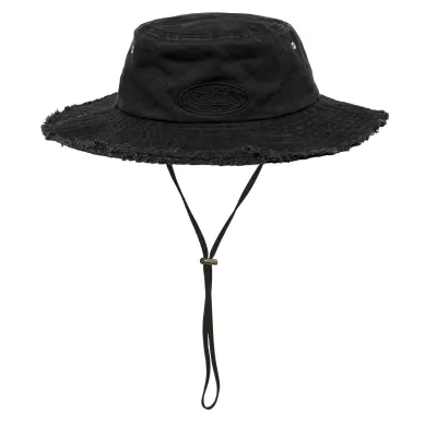 Washed Solano Cotton Black Bucket Hat - VON DUTCH Reference : 23621| Chapellerie Traclet