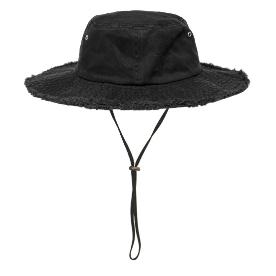 Washed Solano Cotton Black Bucket Hat - VON DUTCH
