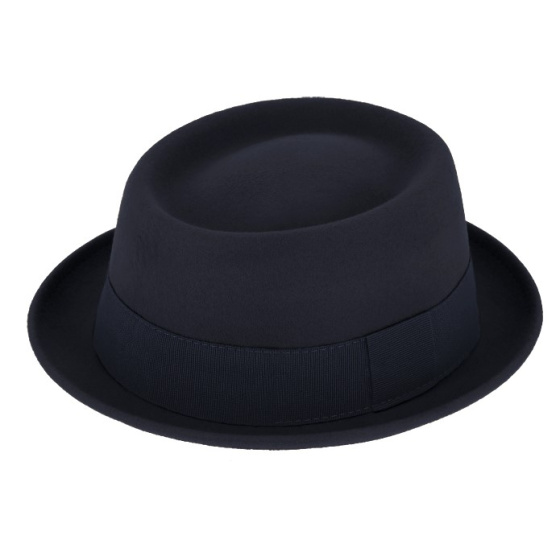 Porkpie Salerne Navy Wool Felt Hat - Traclet
