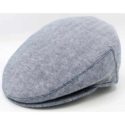 Udine Cotton & Linen Blue Flat Cap - Traclet ref 23658 chapellerie traclet