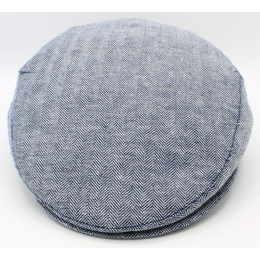 Udine Cotton & Linen Blue Flat Cap - Traclet