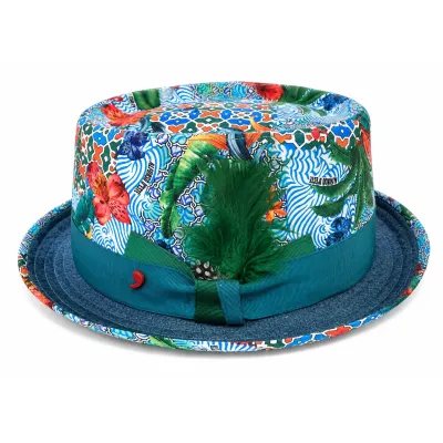 Porkpie Tropical Cotton Hat - Traclet Reference : 23664| Chapellerie Traclet