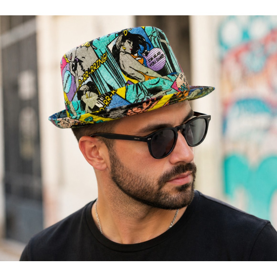PorkPie Caribe Pop Art Linen UPF 40+ Hat - Traclet