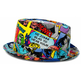 Chapeau PorkPie Caribe Pop Art Lin UPF 40+ - Traclet