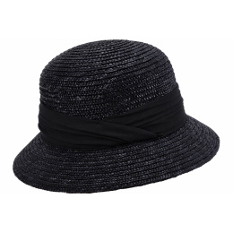 Calvi Black Straw Cloche Hat - Seeberger