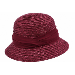 Calvi Bordeaux Straw Cloche Hat - Seeberger