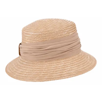 Lilwenn Straw Cloche Hat Sand - Seeberger Reference: 23684| Chapellerie Traclet