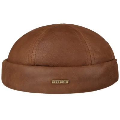 Bonnet Catane Docker Cuir Camel - Stetson