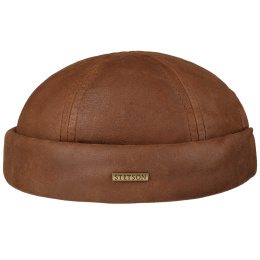 Bonnet Catane Docker Cuir Camel - Stetson