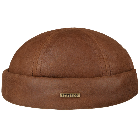 Catane Camel Leather Docker Beanie - Stetson