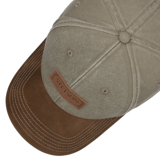Cotton & Leather Green Baseball Cap UPF 40+ - Stetson