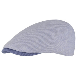 Evora Blue Linen & Cotton Flat Cap - Traclet