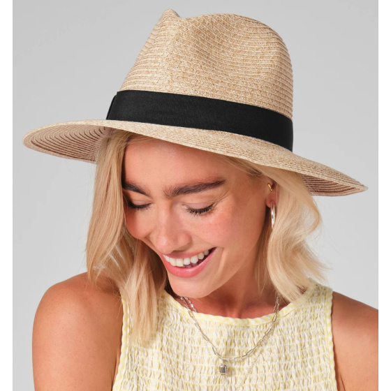 Chapeau Traveller Videle Paille Papier Camel - Traclet