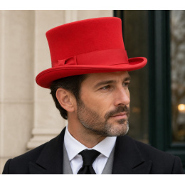 Mauro Red Felt Top Hat - Traclet
