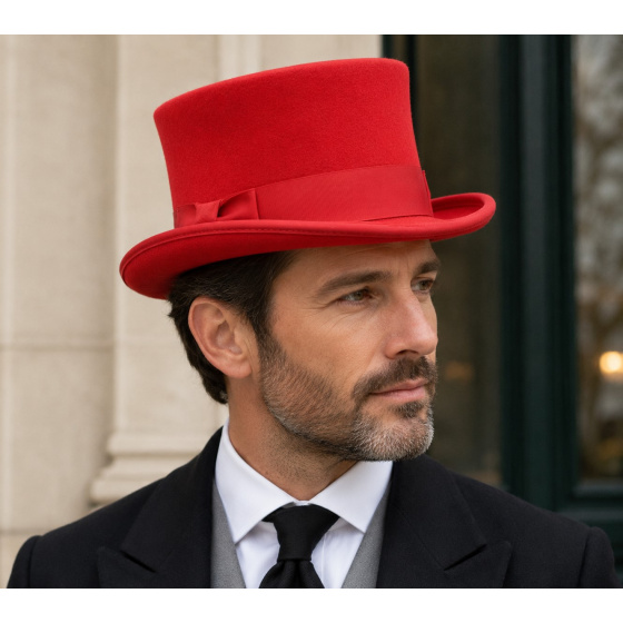 Mauro Red Felt Top Hat - Traclet