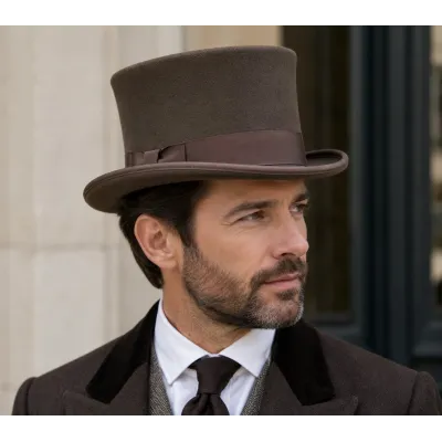 Mauro Brown Felt Top Hat - Traclet Reference : 23722 | Traclet Hat Shop