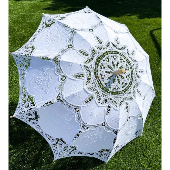 Lyna White Cotton Lace Parasol - Traclet