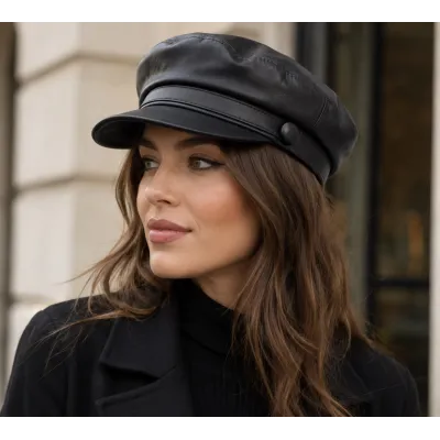 Casquette Marin Stewart Cuir Noire - Traclet