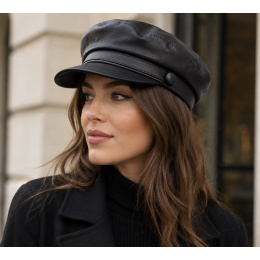 Stewart Marin Black Leather Cap - Traclet