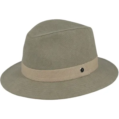 Fedora Hat Garibaldi Cotton Khaki - Flechet Reference: 23739| Chapellerie Traclet