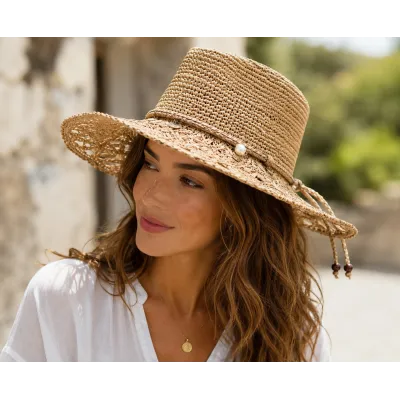 Traveller Bohème Perla Raffia Hat - Traclet Reference: 23744 | Chapellerie Traclet