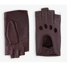 Women's Brown Leather Driving Fingerless Gloves - Glove Story Reference: 18631 | Chapellerie Traclet