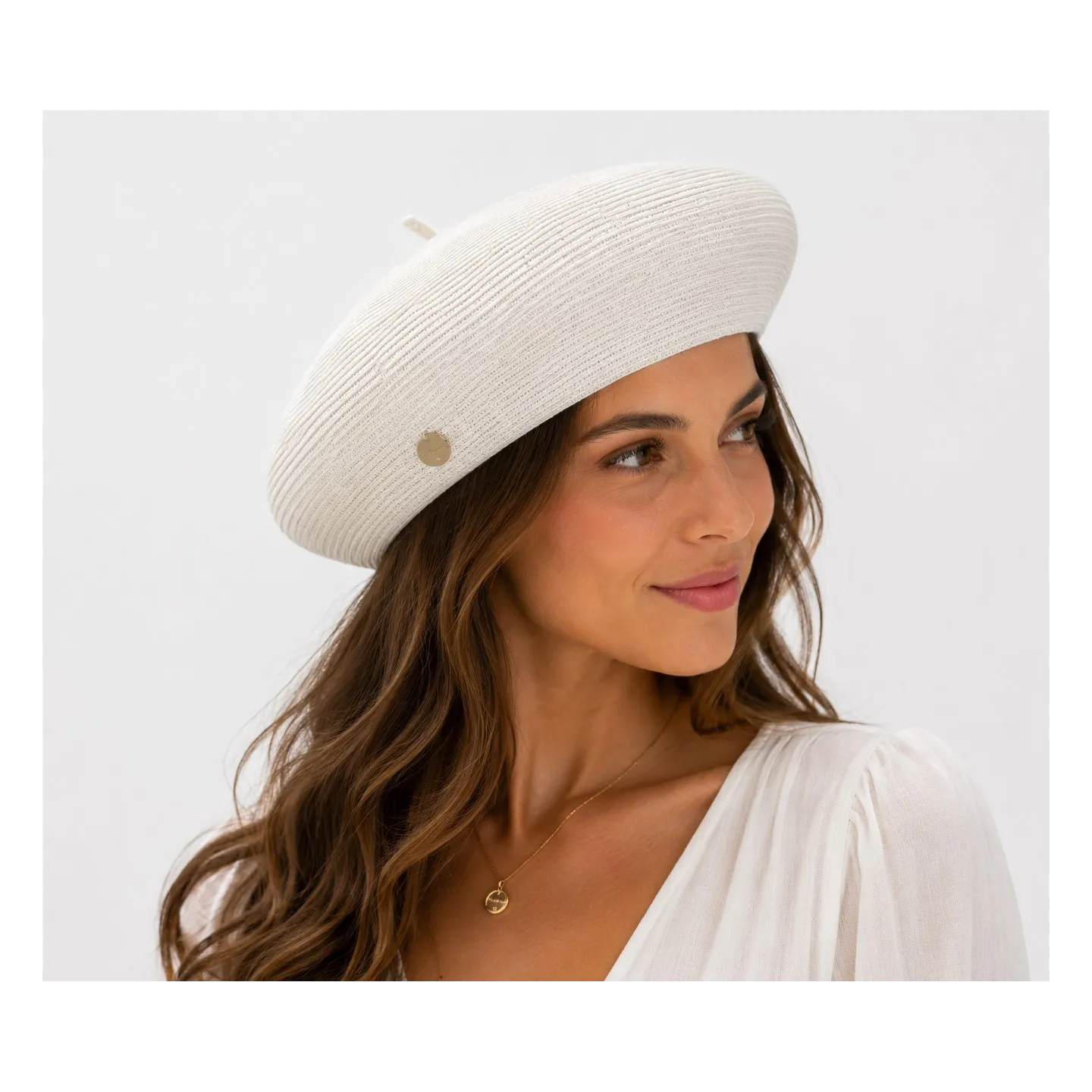 Béret Audrey Paille Papier Blanc - Traclet   Reference : 23749 | Chapellerie Traclet