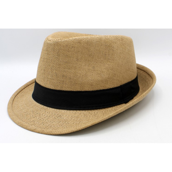 Trilby Groove Paper Straw Camel Hat - Traclet