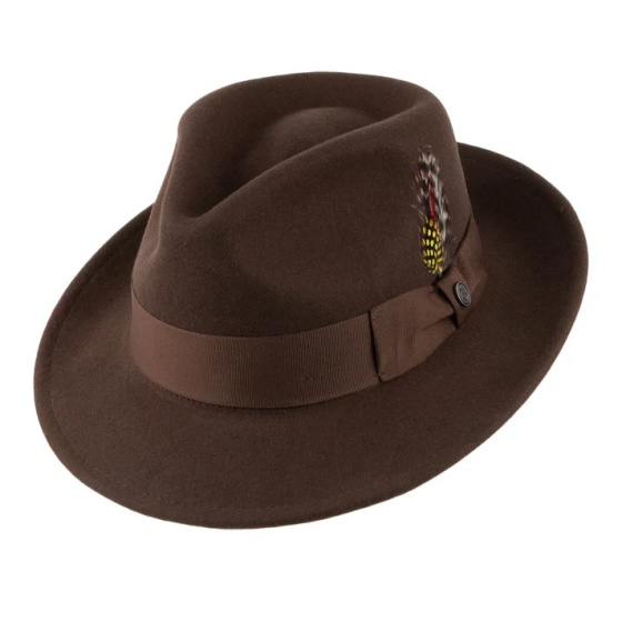 Windsor Brown Felt Fedora Hat - Traclet