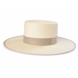 Chapeau cordobes panama ruban beige