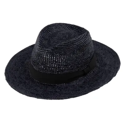 Traveller Dolphy Black Straw Ribbon Hat - Traclet