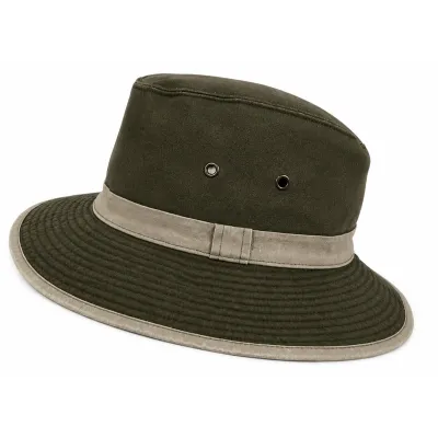 Forez Khaki & Toffee Cotton Safari Hat UPF 50+ - Crambes Reference: 23789| Chapellerie Traclet