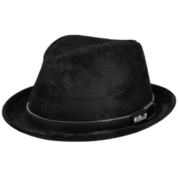 Balmoral Black Leather Trilby Hat