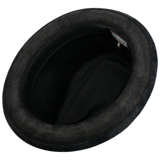 Balmoral Black Leather Trilby Hat