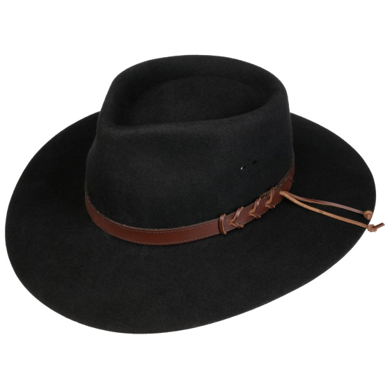 Chapeau Traveller Big Australian  Feutre Noir - Statesman