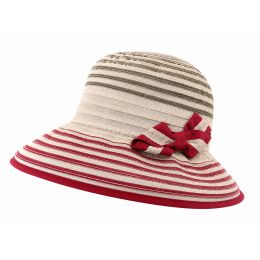 Chapeau cloche rouge et beige