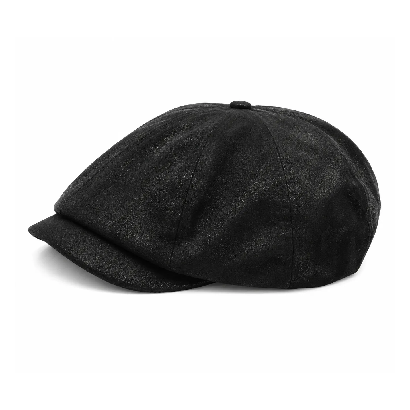 Casquette plate cuir noir