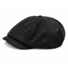 Casquette plate cuir noir