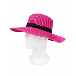 Chapeau Capeline Rhodes Paille Papier Fuchsia - Traclet