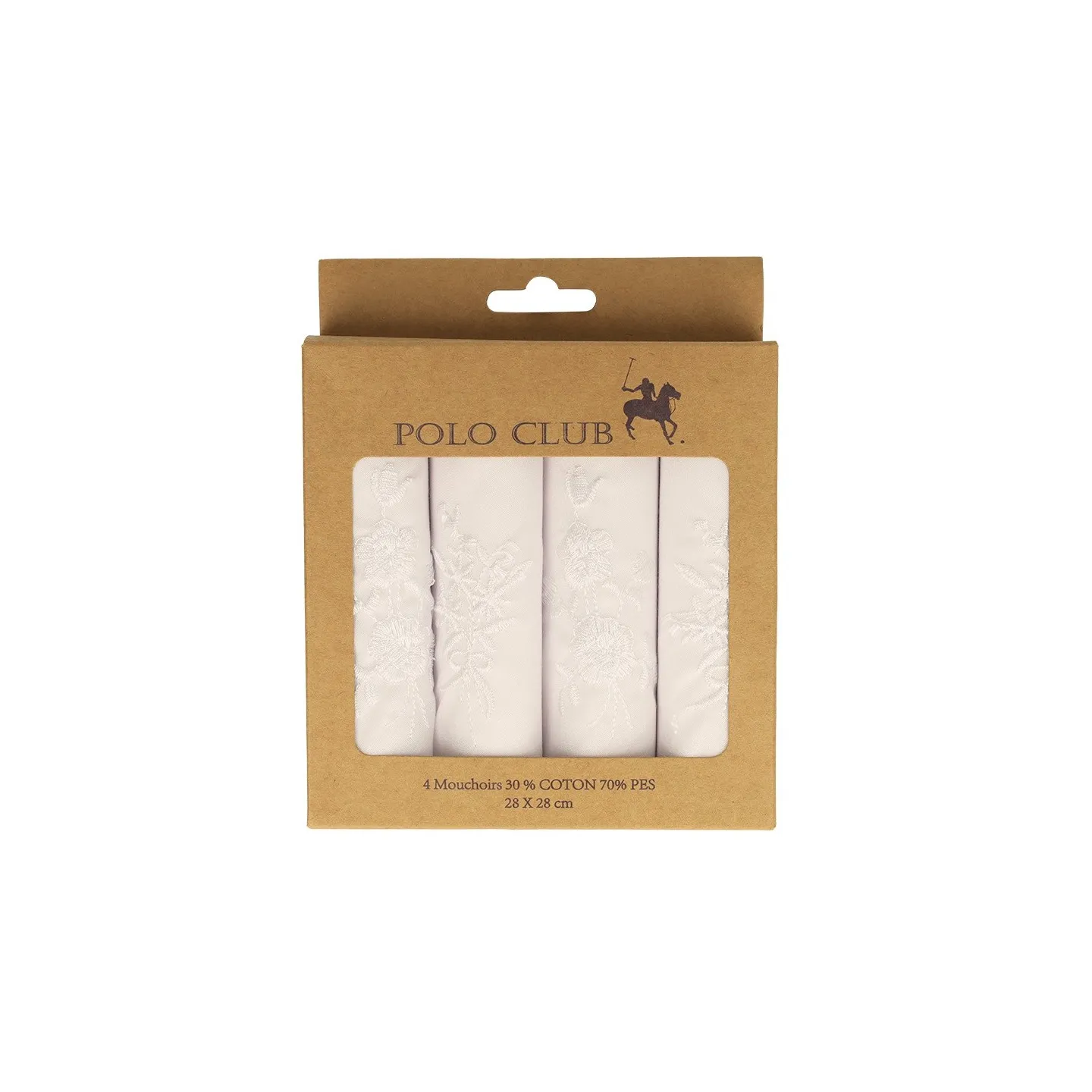 Coffret Élégance Florale 4 Mouchoirs Blancs  -Ref 24032 chapellerie traclet