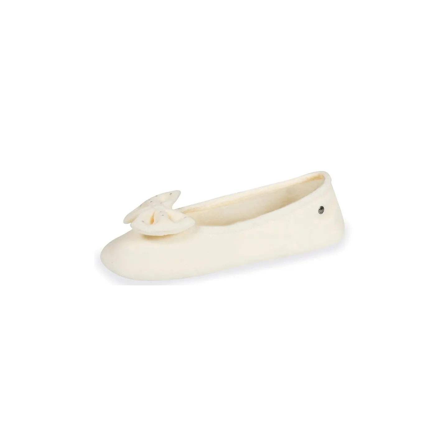 Women's Ballet Flat Slippers Rhinestone Bow Ivory - Isotoner - Traclet Boutique Reference: 19046| Chapellerie Traclet