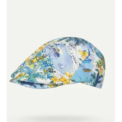 Casquette Plate Lino À Fleurs Coton - Traclet