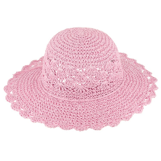 Jailly Pink Paper Straw Wide-Brimmed Hat - Traclet