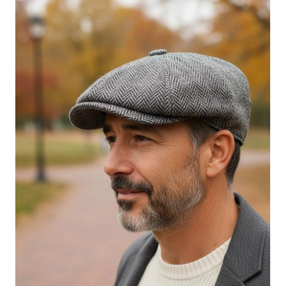 Casquette Plate Montmartre Harris Tweed Grise - Flechet